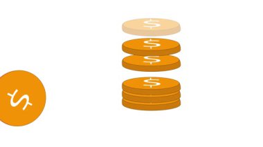 Finansal büyüme ve yatırım başarısı yükselen yeşil oklu bir para yığınının kavramsal çizimi. Madeni para yığını ve yükselen yeşil ok finansal büyümeyi temsil ediyor.