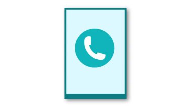 Açık mavi arkaplan ve ekranda görünen basit bir telefon canlandırması simgesi. Mavi ekranda gösterilen hareketli cep telefonu sembolü. Açık mavi ekranda minimalist telefon simgesi canlandırması.