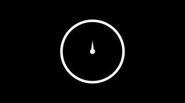 Analog ilerleme ölçer. Siyah ekranda beyaz ölçekli animasyon. Siyah arkaplana karşı artan ilerlemeyi gösteren canlandırılmış beyaz analog göstergesi.