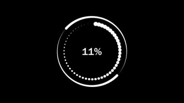 İşlem süreci animasyonu. Çemberi koyu arkaplanda yüzdeyle yüklüyorum. Siyah arkaplanda yüzdelik gösterim süreciyle birlikte canlandırılmış yükleme çemberi.