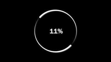 Animasyon dairesi ilerleme göstergesi, siyah arka planda% 17. Canlandırılmış ilerleme çemberi. Siyah arkaplanda yüzde yükleyici. Yüzde bazlı yükleme çemberi.