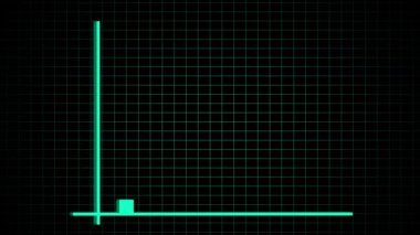 Finansal büyümeyi ve karanlık zemin üzerindeki olumlu eğilimi gösteren animasyon neon çubuğu grafiği. Neon tablosu siyah ekranda zaman içinde finansal büyümeyi gösteriyor. Fütürist grafik canlandırması.