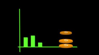 Finansal büyümenin canlandırılması ve dolar sembollü olumlu ekonomik trend. Büyüyen para grafik animasyonu ve karanlık temalı dolar işareti. Asgari mali büyüme .