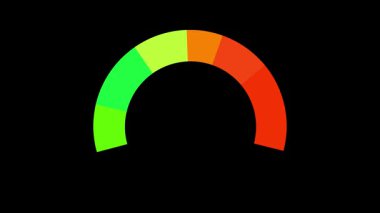 Renkli metre animasyonu koyu arkaplanda seviyeler gösteriyor. Siyah bir arkaplanda bir ölçüm gösteren neon ölçer canlandırması.
