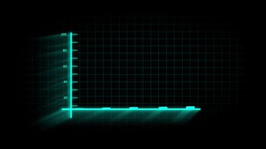 İş için animasyon çizelgesi. Neon yeşil büyüme ve ilerleme bilgisi. Modern istatistiksel rapor animasyonu. Neon yeşil grafik veri görselleştirmesi.