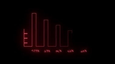 Soyut arkaplan hareket grafikleri. Neon kırmızı grafik teknolojisi görselleştirme. Teknoloji ilerlemesi çizelgesi. Finans için neon kırmızı hareket grafikleri.