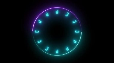 Modern dijital ölçü döngüsü. Bilim kurgu tarzı hız ve geri sayım göstergesi. Parlayan enerji ölçer animasyonu. Saat zamanı ve ilerleme görüntüsü.