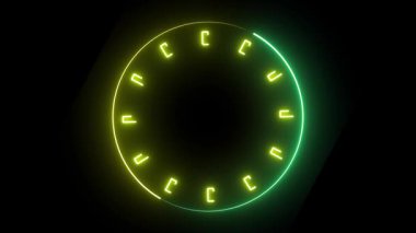 Fütürist geri sayım ölçer. Mor ve mavi ışıklarla parlayan arayüz. Dijital neon hız göstergesi. Siber punk temalı canlandırma döngüsü.