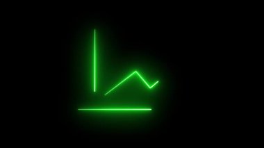 Modern çizgi grafik döngüsü. Pazarlama sunumu için parlak çizelge. Yeşil neon grafik animasyonu. Başarı ve ilerleme dijital arayüzü.