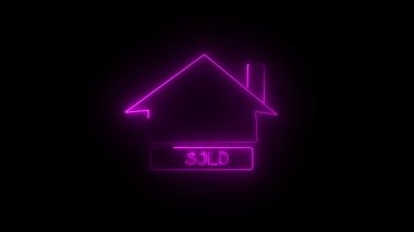 Animasyon mor neon ev emlak piyasası başarısı iş finansmanı ve başarı için tabela sattı. Mor renkli neon ev, emlak piyasası başarısı ve ticareti için tabela animasyonu sattı..