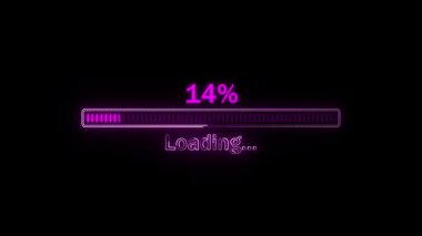 % 27 gelişim siber punk arızalı neon mor renkli neon yükleme çubuğunun kusursuz döngü animasyonu. Fütürist bilimkurgu neon mor çizgi animasyon dijital arayüzü HUD dikişsiz döngü örtüsü.