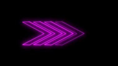 Teknoloji ve video düzenleme için dinamik mor neon oklar animasyonu. Parlayan mor neon okları animasyonu müzik videosu girişi için mükemmeldir.