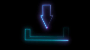 Siber teknoloji neon indirmesi, ekran yüklemek için oksuz döngü. Parlayan neon indirme işlemi çubuğunu bilim-kurgu HUD elementleriyle yükle.