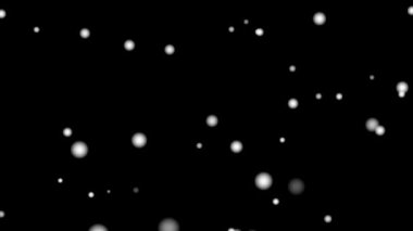 Siyah ekran hareket grafikleri döngüsünde sürüklenen zarif beyaz parçacıklar. Soyut görseller için siyah ekranda süzülen beyaz parçacık animasyonu.
