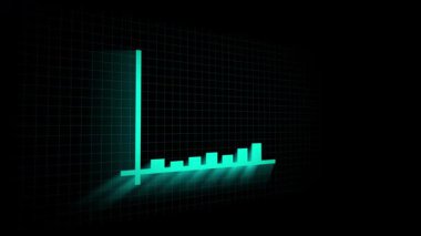 Animasyon yeşil çubuk grafiğiyle teknolojik yenilikçi iş ilerlemesi. Animasyon yeşil çubuk grafiği kar artışı ve gelir artışını gösteriyor.