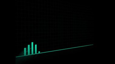 Kurumsal pazarlama sunumları için deniz mavisi çubuklarıyla yükselen trend ilerleme raporu animasyonu. Dinamik deniz mavisi büyüme grafiği animasyon işi başarısı finansal veri görselleştirme döngüsü.