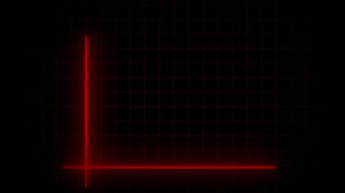 Animasyon kırmızı neon grafiği ekonomi borsası kayıp kriz temaları için aşağı doğru spiral gösteriyor. Kırmızı neon çubuk grafiği azalan eğilim grafiği finansal veri görselleştirme iş durgunluğu döngüsü.