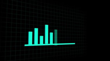 Teknoloji yeniliği, deniz mavisi grafik grafiği, iş büyümesi, başarı hareketi grafikleri. Dijital pazarlama sunumu canlandırılmış teal çubuk grafik grafik iş verisi soyut hareket.