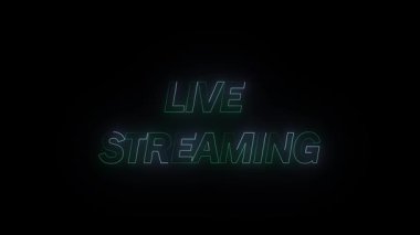 Modern grafik tasarım ögesi neon işaret animasyonu sosyal medya giriş başlığı dizileri için mükemmeldir. Esportlar için koyu arkaplan üzerinde parlayan siber punk tarzıyla canlı yayın neon ışığı animasyonu.