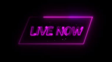 Elektrikli mor ve pembe parlak neon tabelalar canlı etkinlik tanıtımları ve açılışları için mükemmel. Fütürist siber punk yayın tasarımı. Neon canlı yayın işareti ve modern teknoloji görselleri var..