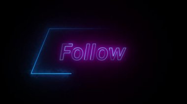 Mor mavi neonların yer aldığı sinematik sosyal medya girişi metin animasyonu ve dinamik hareketi takip eder. Parlayan neon takip işareti ve parlak ışık efektleriyle karanlık soyut enerji hareket arkaplanı.