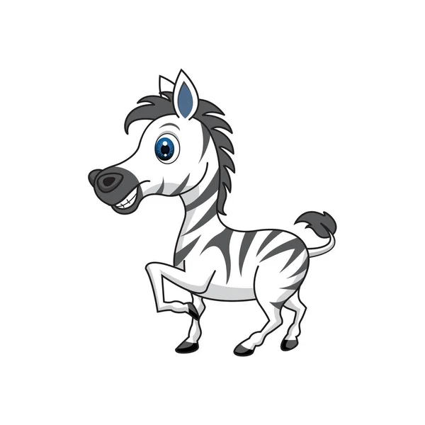 Carino Stile Cartone Animato Zebra Isolato Sfondo Bianco Vettoriale Illustrazione — Vettoriale Stock