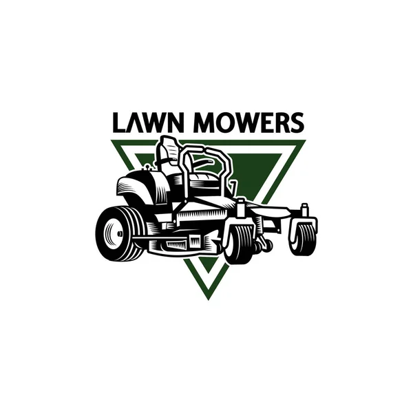 Lawn Mower Service Logo Icon Isolated Lawn Mowing Cutting Grass — Stock vektor