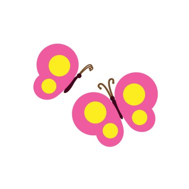 Beyaz arka plan vektör çiziminde izole edilmiş sevimli kelebek çizimi