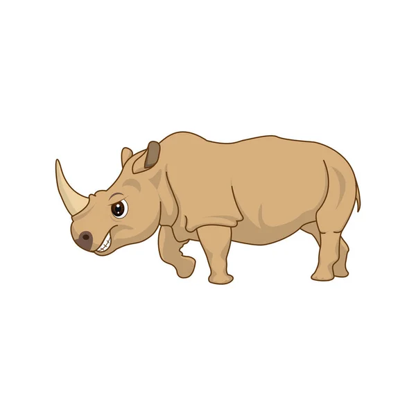 Lindo Rinoceronte Estilo Dibujos Animados Aislado Mascota Rinoceronte Sobre Fondo — Vector de stock
