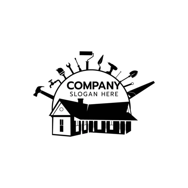 Logo Budowniczy Dom Naprawa Domu Budownictwo Narzędzie Robotnik Koncepcja Złota — Wektor stockowy