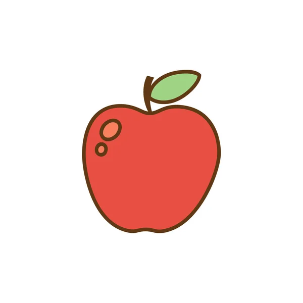 Červené Jablko Karikatura Ikona Školní Prvek Studentský Koncept Izolované Vektor — Stockový vektor