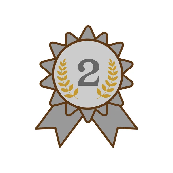 Award Lint Zilver Medaille Nummer Tweede Succes Kampioen Prestatie Award — Stockvector