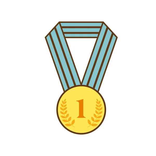 Award Ribbon Gold Medal Number First Icon 1St Success Champion — Stock Vector
