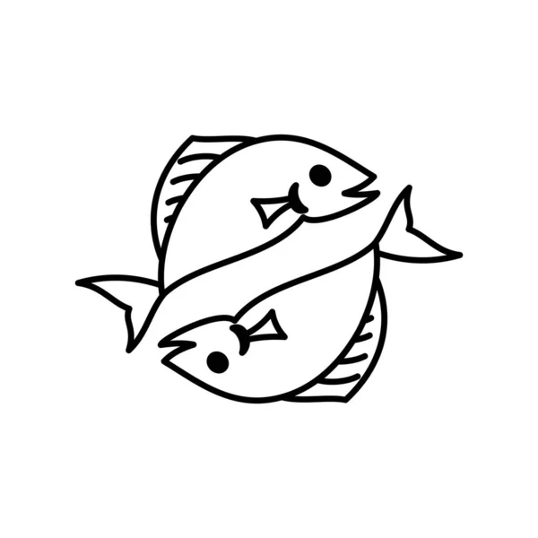 Poissons Signe Zodiaque Icône Logo Isolé Horoscope Symbole Illustration Vectorielle — Image vectorielle