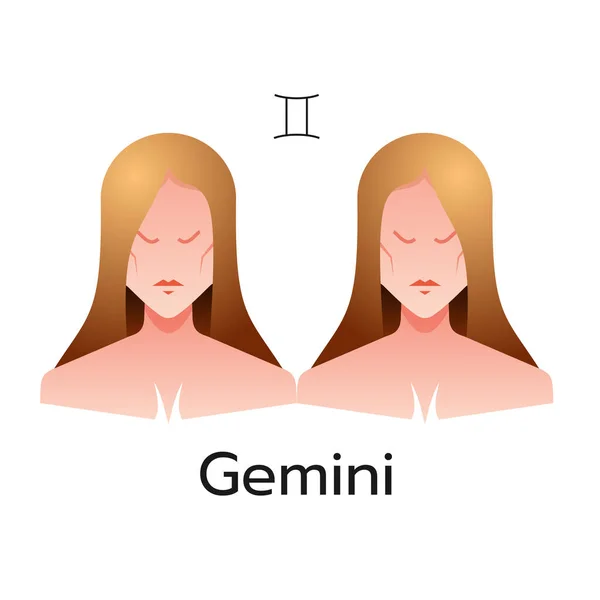 Gemini Znak Zodiaku Logo Ikona Izolowany Horoskop Symbol Wektor Ilustracja — Wektor stockowy