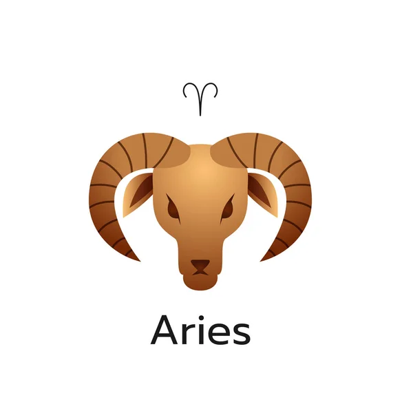 Aries Zodiac Tecken Logotyp Ikon Isolerad Horoskop Symbol Vektor Illustration — Stock vektor