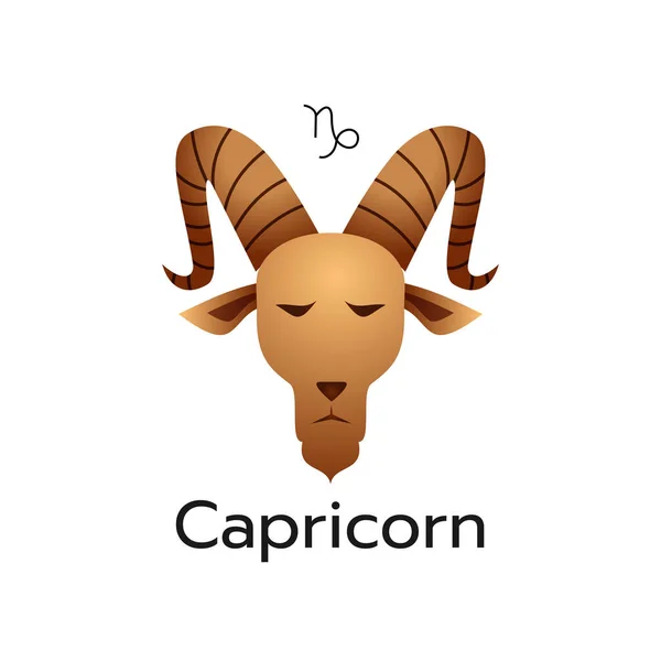 Capricorn Zodiac Tecken Logotyp Ikon Isolerat Horoskop Symbol Vektor Illustration — Stock vektor