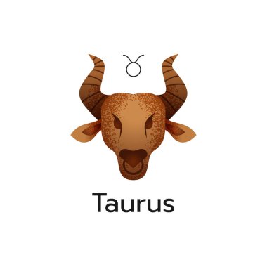 Boğa burcu işareti simgesi beyaz arkaplan vektör illüstrasyonunda izole yıldız falı sembolü