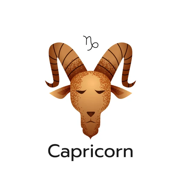 Capricorne Signe Zodiaque Icône Logo Isolé Horoscope Symbole Sur Fond — Image vectorielle