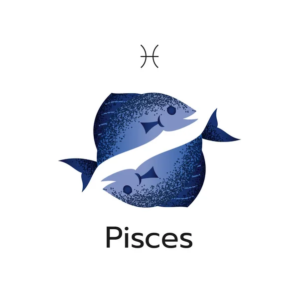 Vissen Dierenriem Teken Logo Pictogram Geïsoleerde Horoscoop Lon Witte Achtergrond — Stockvector