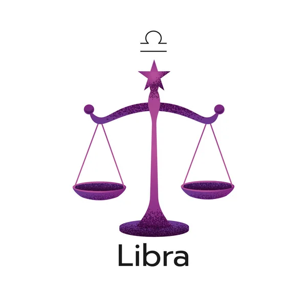 Weegschaal Dierenriem Teken Logo Pictogram Geïsoleerde Horoscoop Symbool Witte Achtergrond — Stockvector
