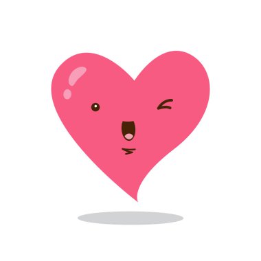 Beyaz arkaplan çizimi üzerinde izole edilmiş sevimli komik kalp çizgi filmi kawaii karakter simgesi
