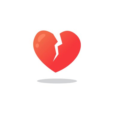 Beyaz arkaplan çizimi üzerinde izole edilmiş sevimli kırık kalp çizgi filmi kawaii karakter simgesi