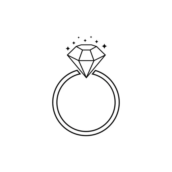 Diamantförlovningsring Ikonen Ring Med Ädelsten Ring Diamond Förlovning Bröllop Ring Vektorgrafik