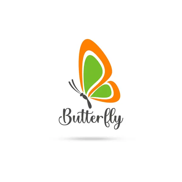 Gestileerde Afbeelding Van Vlinder Logo Template Witte Achtergrond Vlinder Silhouet Stockillustratie