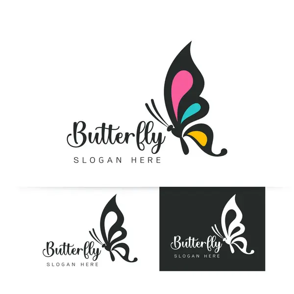 Gestileerde Afbeelding Van Vlinder Logo Template Witte Achtergrond Vlinder Silhouet Rechtenvrije Stockvectors