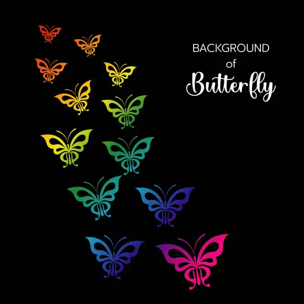 Fond Papillon Volant Sur Fond Noir Belle Silhouette Papillon Logo Illustration De Stock
