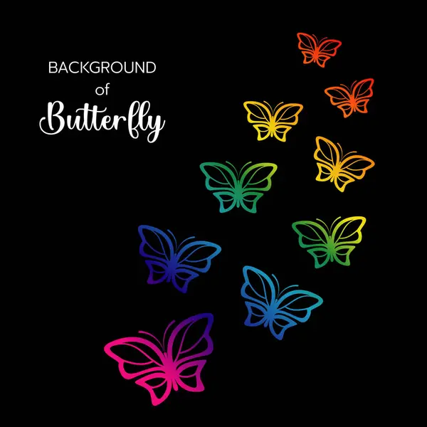 Achtergrond Van Vlinder Vliegen Zwarte Achtergrond Mooie Vlinder Silhouet Logo Vectorbeelden