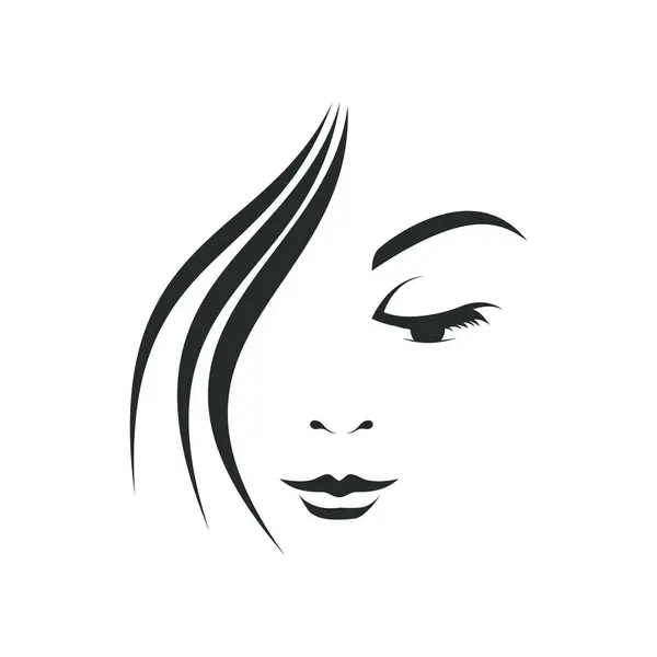 Πρόσωπο Μιας Όμορφης Γυναίκας Λευκό Φόντο Πρότυπο Λογότυπο Ομορφιάς Πρότυπο Εικονογράφηση Αρχείου