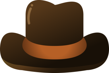 Kahverengi şapkalı şirin bir karikatür.